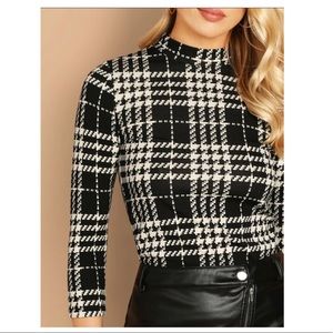 Mock Neck Plaid T-shirt